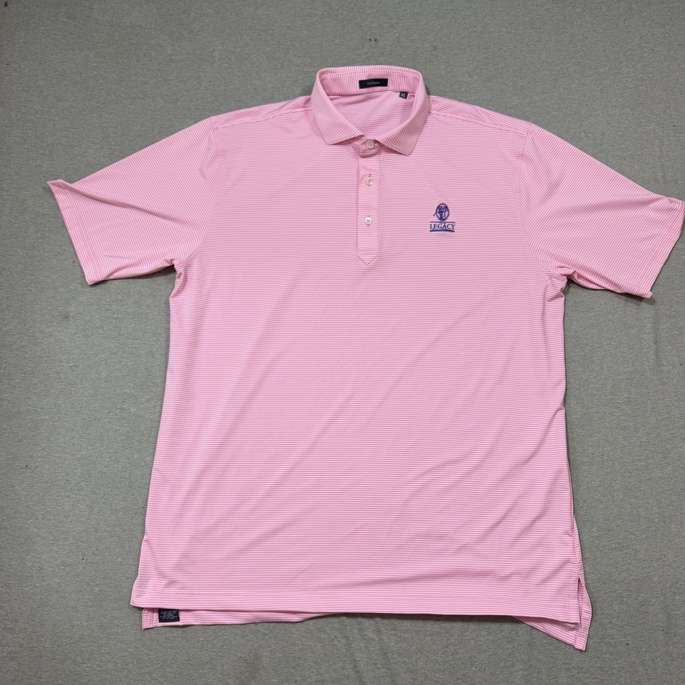 Turtleson Polo Shirt Mens XL Pink Excellent The Legacy Golf Performance Stripe